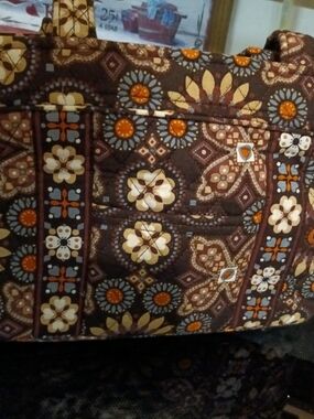 Vera Bradley Quilted Floral Pattern Tote Bag in Brown & Orange